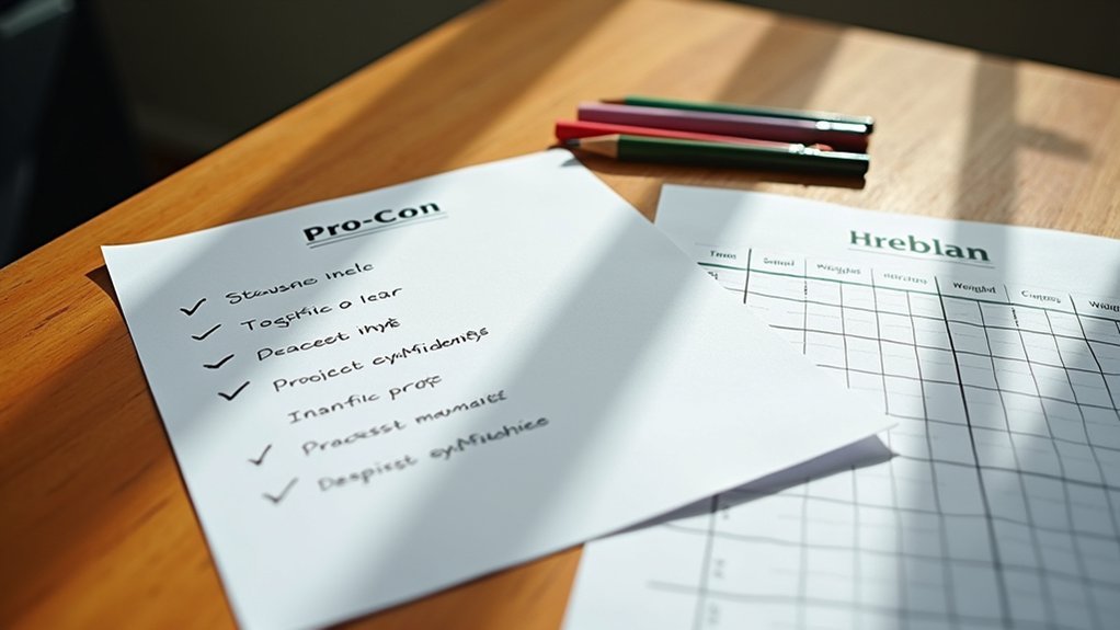 Pro-Con Lists vs. Weighted Decision Matrices choosing the right decision tool